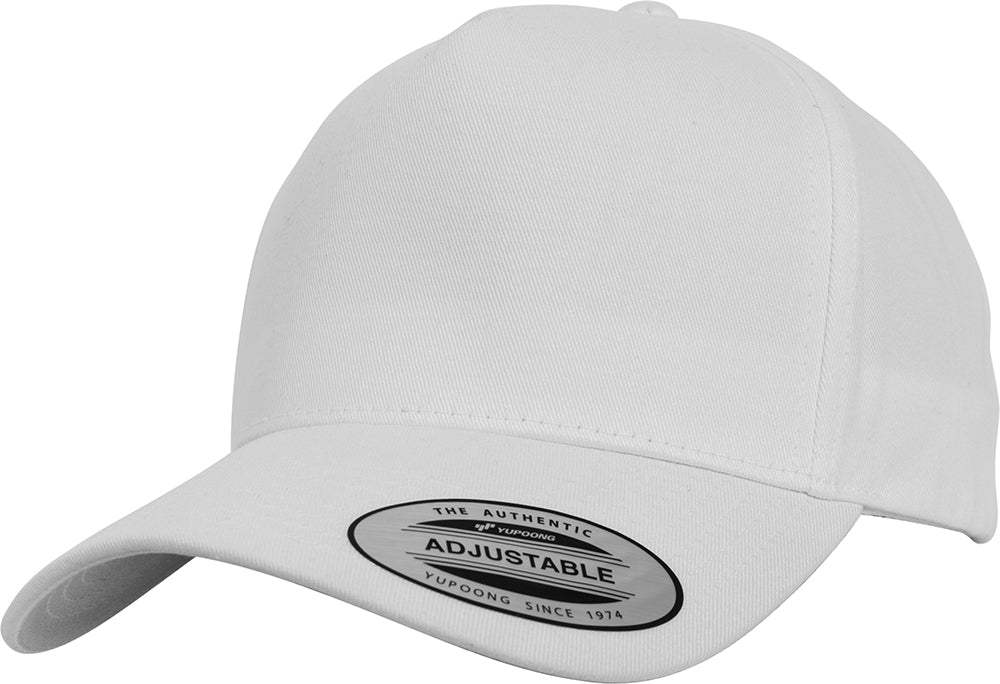 Flexfit 5-Panel Curved Classic Snapback – Hvit