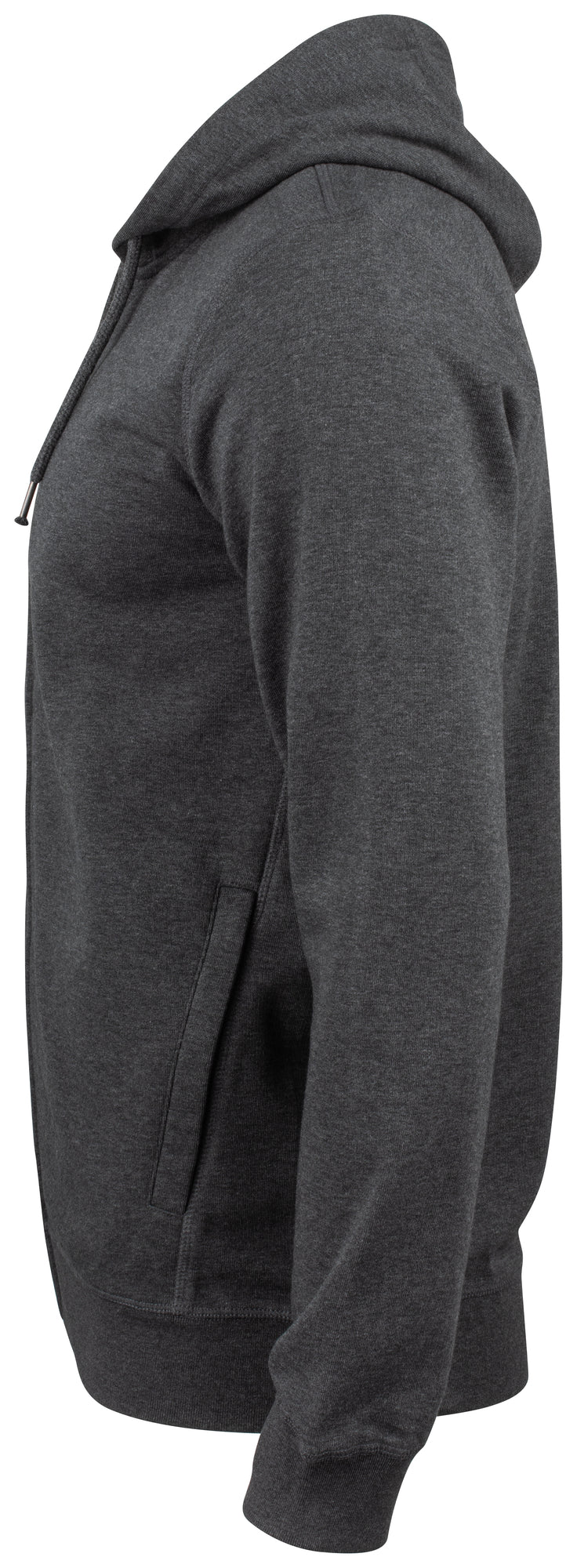 Clique Premium OC Hoody Full Zip – Antrasittmelert – venstre side