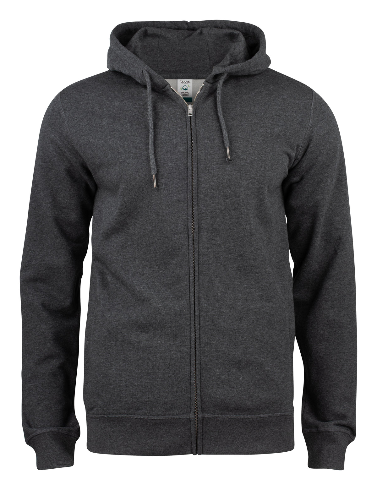 Clique Premium OC Hoody Full Zip – Antrasittmelert – forside