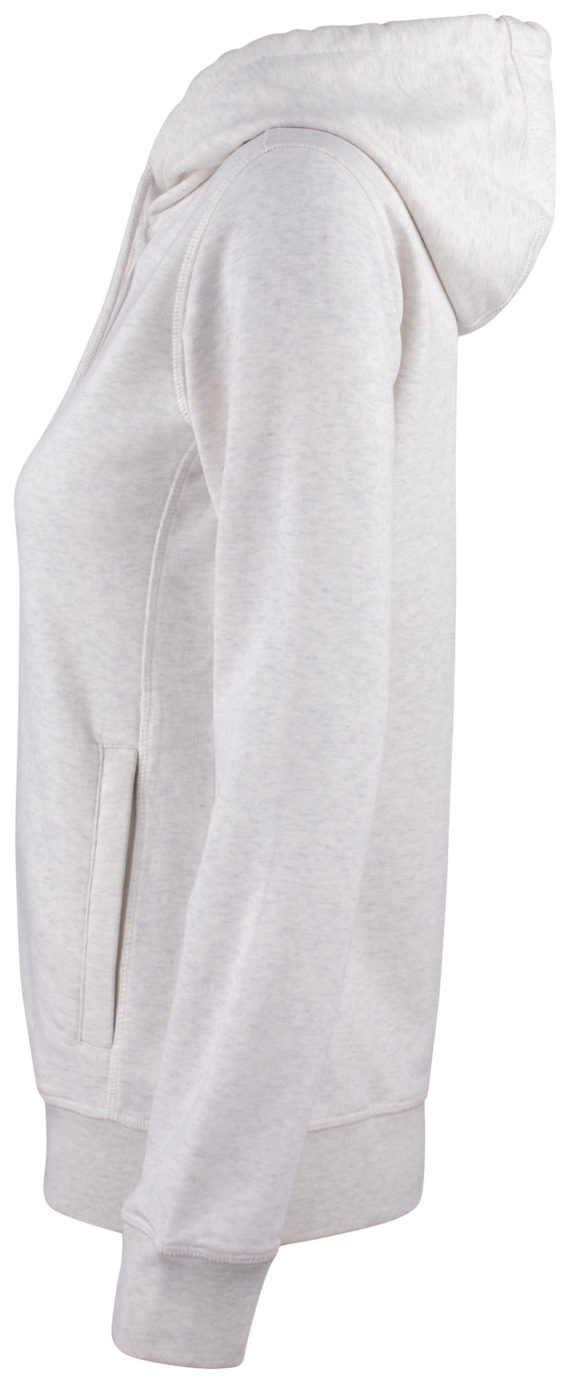 Clique Premium OC Hoody Full Zip – dame – Naturmelert – venstre side