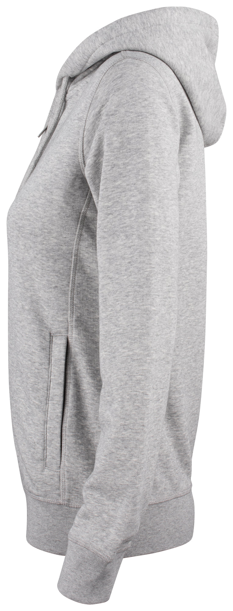 Clique Premium OC Hoody Full Zip – dame – Gråmelert – venstre side
