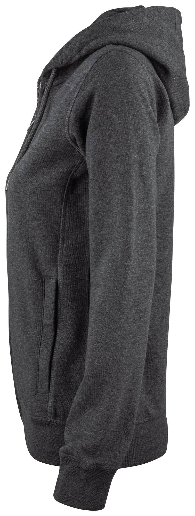 Clique Premium OC Hoody Full Zip – dame – Antrasittmelert – venstre side