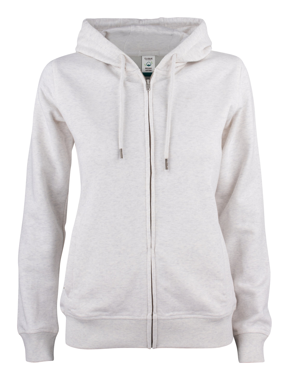 Clique Premium OC Hoody Full Zip – dame – Naturmelert – forside