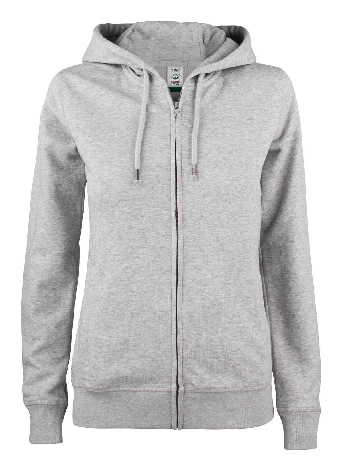Clique Premium OC Hoody Full Zip – dame – Gråmelert – forside