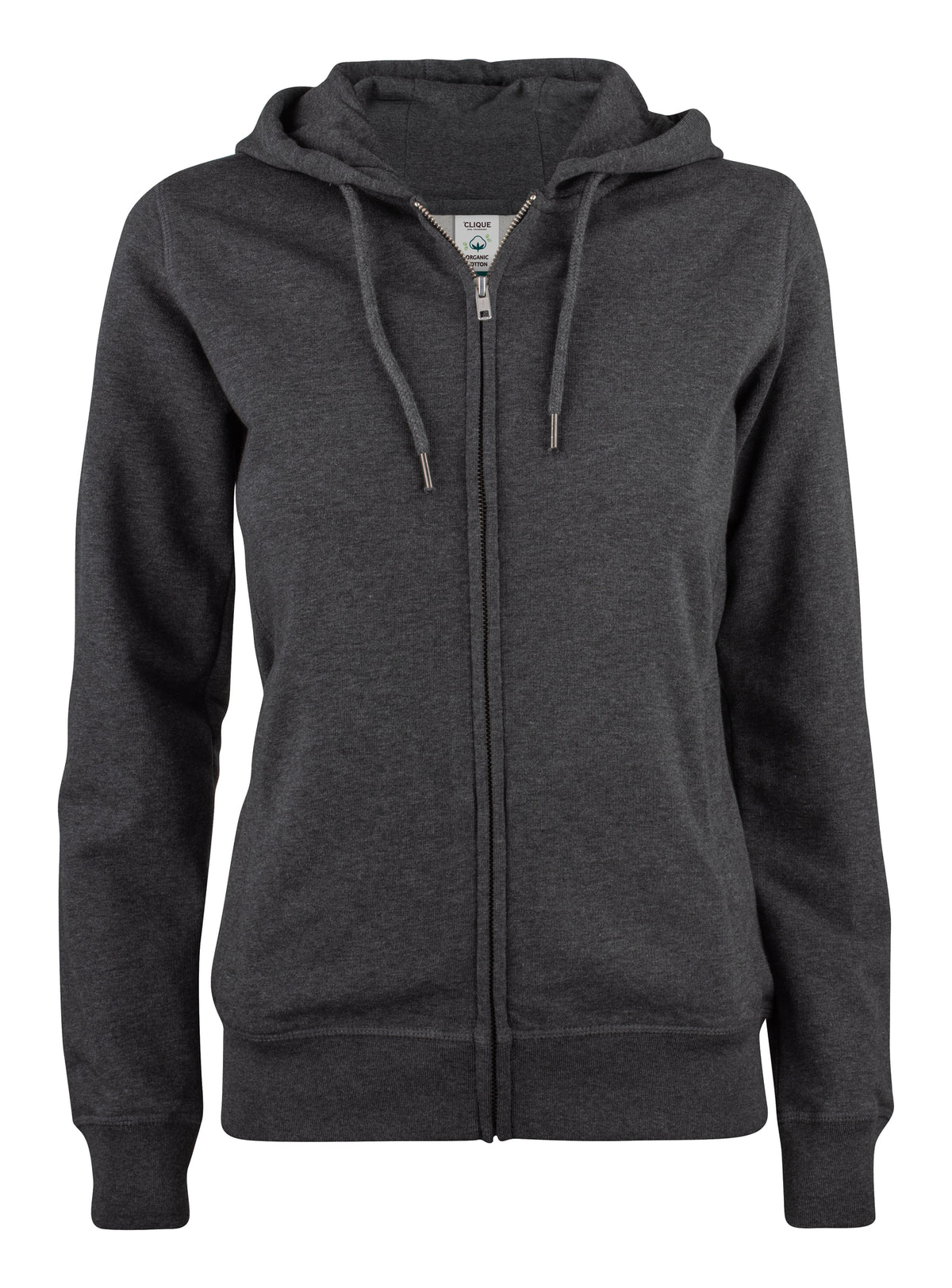 Clique Premium OC Hoody Full Zip – dame – Antrasittmelert – forside