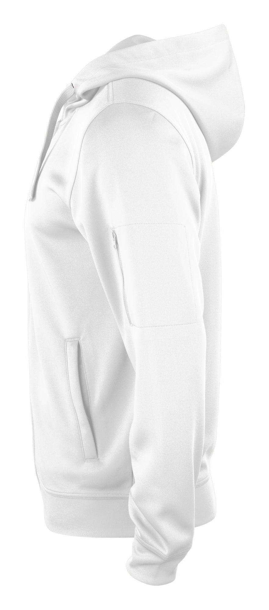 Clique Basic Active Hoody Full Zip – Hvit – venstre side