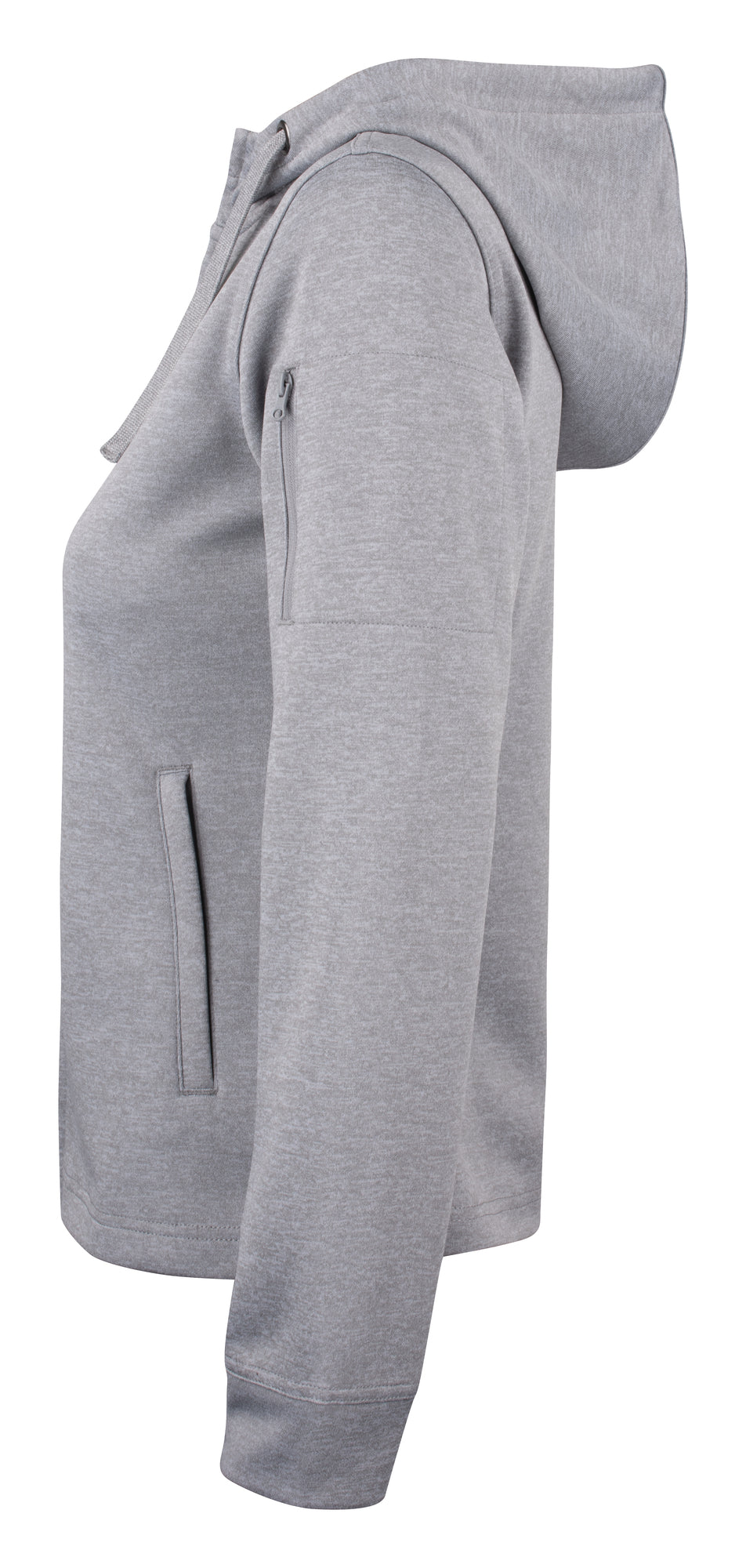 Clique Basic Active Hoody Full Zip – dame – Gråmelert – venstre side