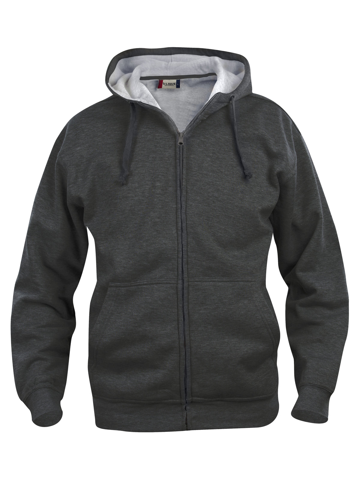 Clique Basic Hoody Full Zip – Antrasittmelert – forside