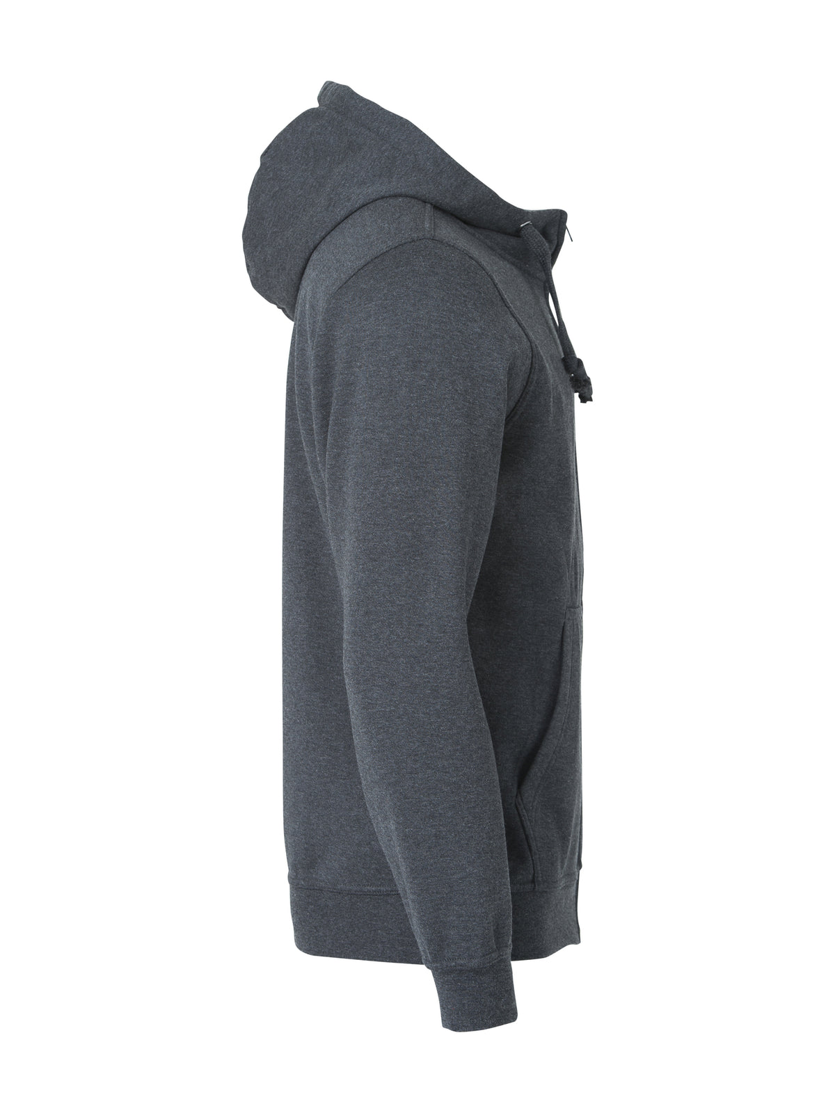 Clique Basic Hoody Full Zip – Antrasittmelert – høyre side