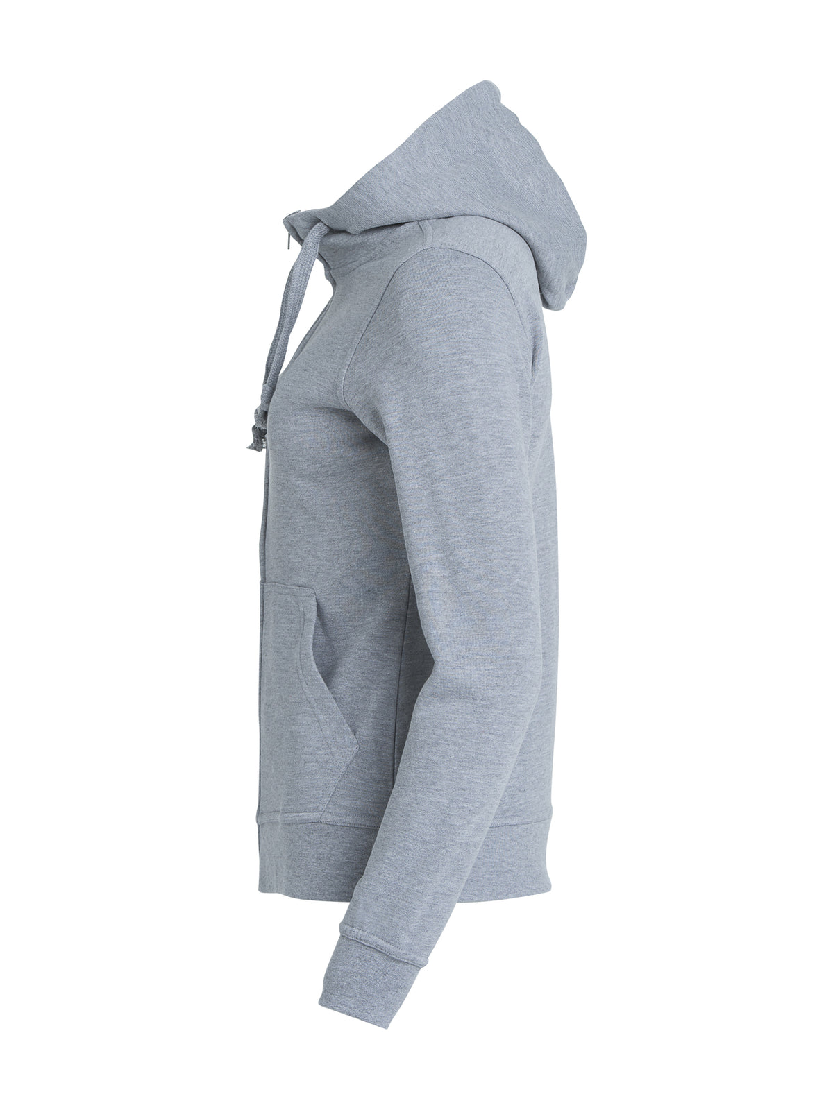 Clique Basic Hoody Full Zip – dame – Gråmelert – venstre side