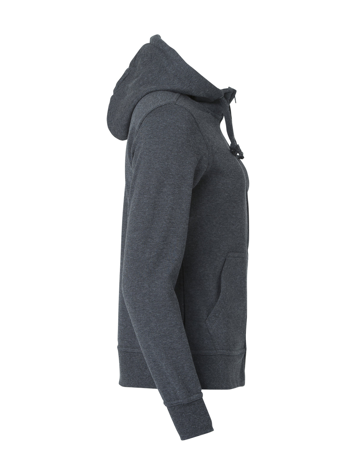 Clique Basic Hoody Full Zip – dame – Antrasittmelert – høyre side