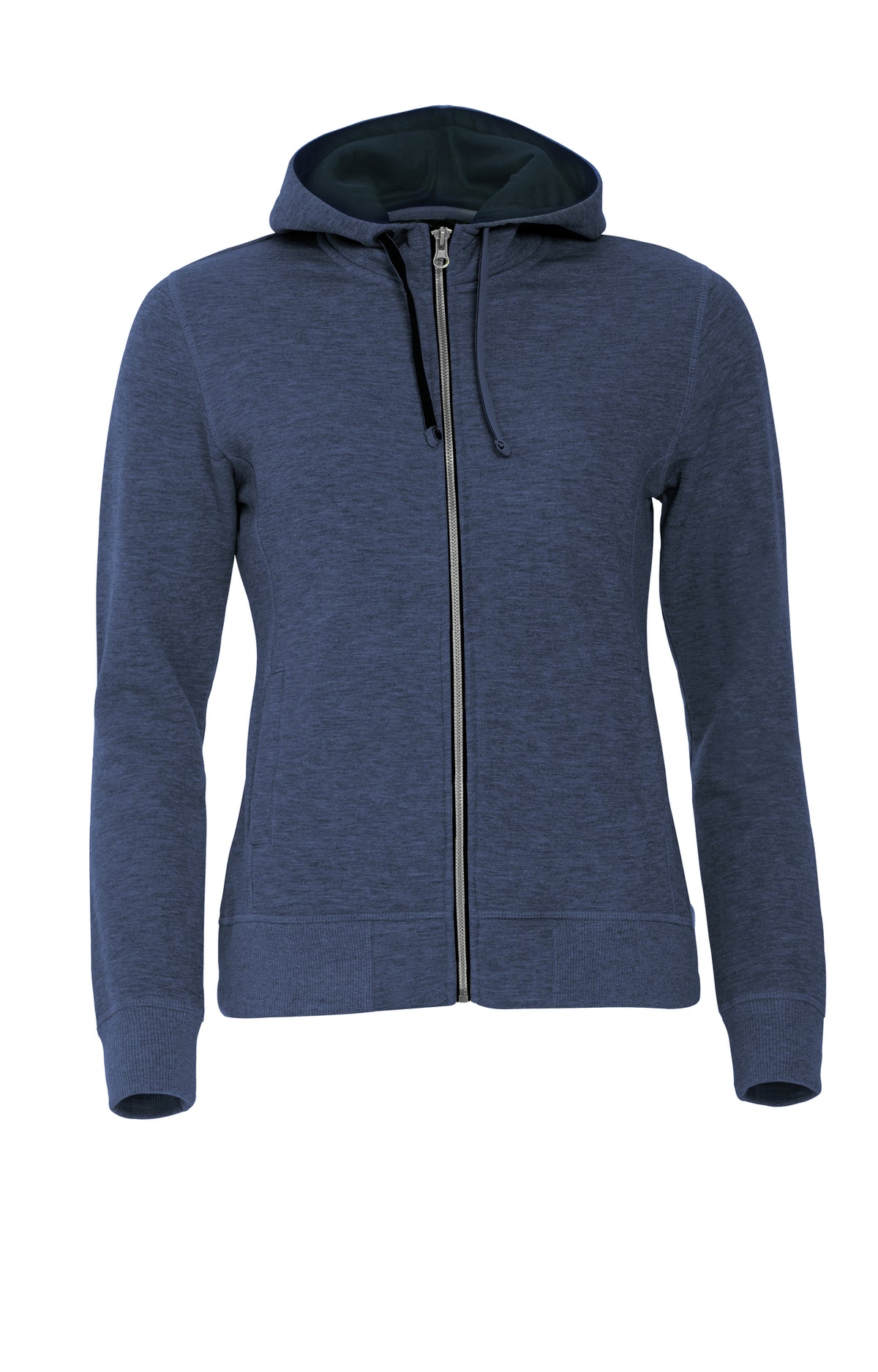Clique Classic Hoody Full Zip – dame – Blåmelert – forside