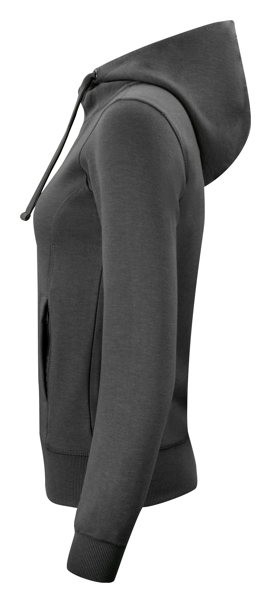 Clique Classic Hoody Full Zip – dame – Antrasittmelert – venstre side