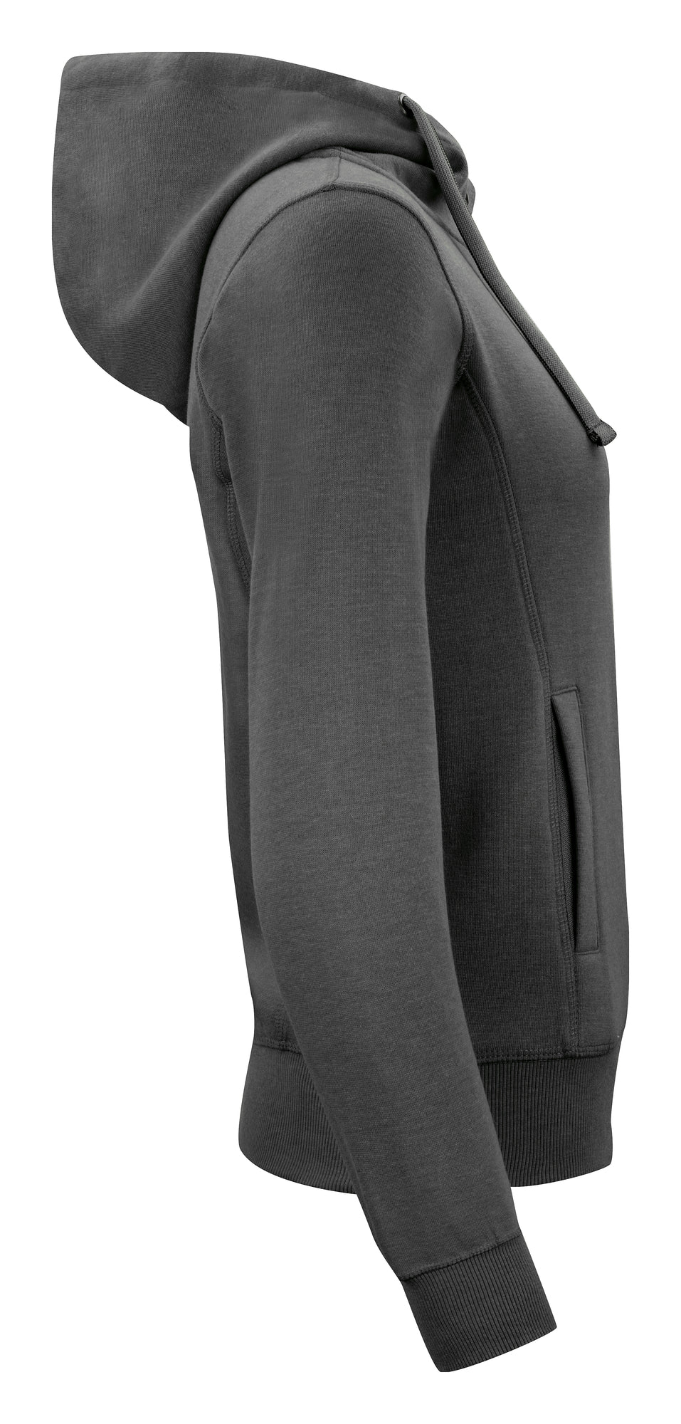 Clique Classic Hoody Full Zip – dame – Antrasittmelert – høyre side