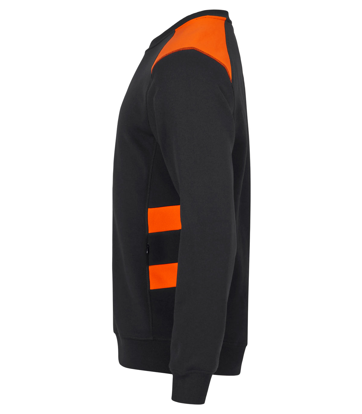 Clique Ambition Roundneck – Svart / Signaloransje – venstre side