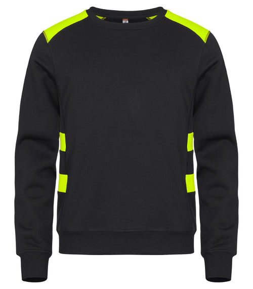 Clique Ambition Roundneck – Svart / Signalgul – forside