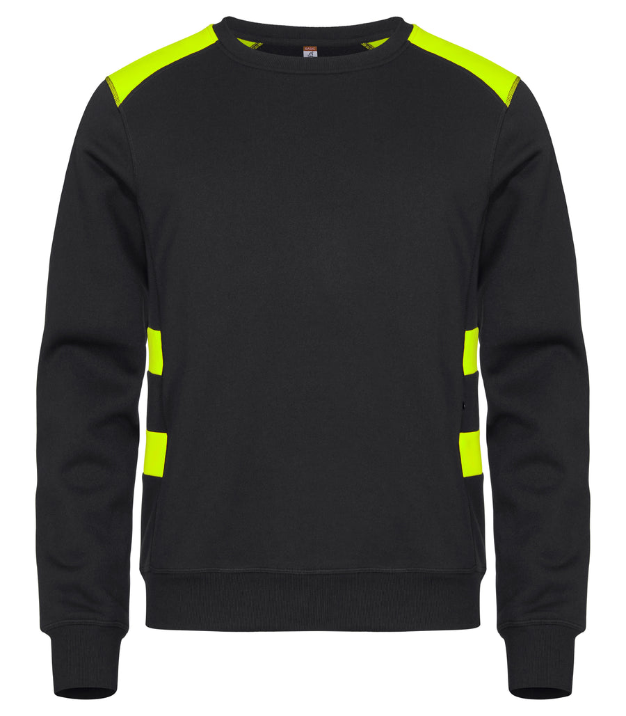 Clique Ambition Roundneck – Svart / Signalgul – forside