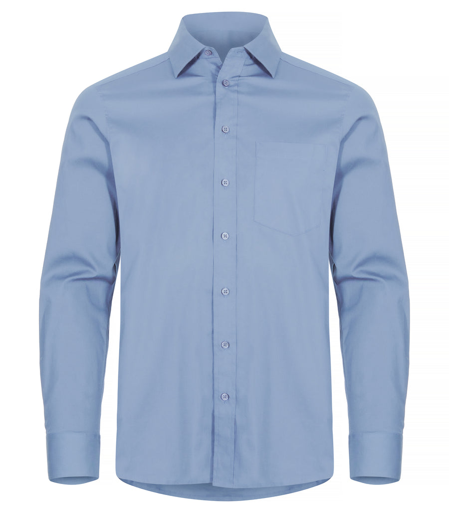 Clique Stretch Shirt L/S – Lys blå – forside