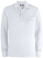 Clique Basic Polo Pocket L/S – Hvit – forside
