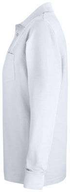 Clique Basic Polo Pocket L/S – Hvit – venstre side