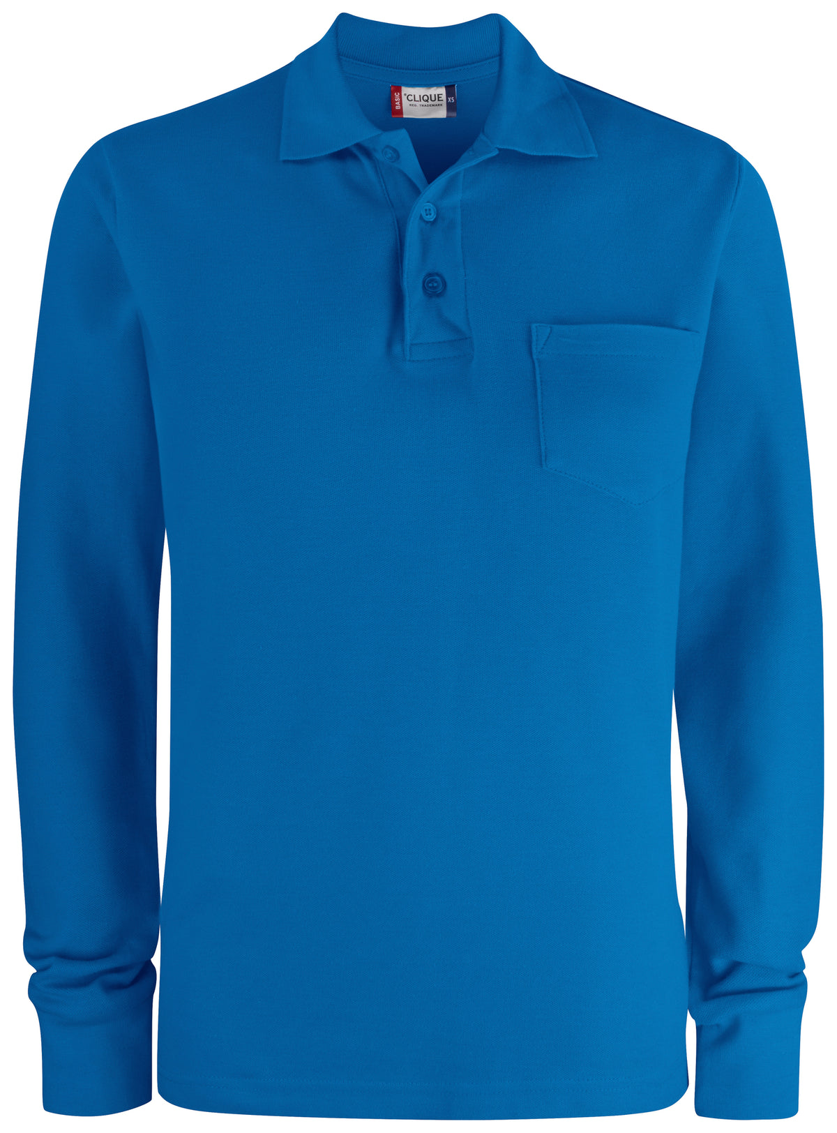 Clique Basic Polo Pocket L/S – Kongeblå – forside