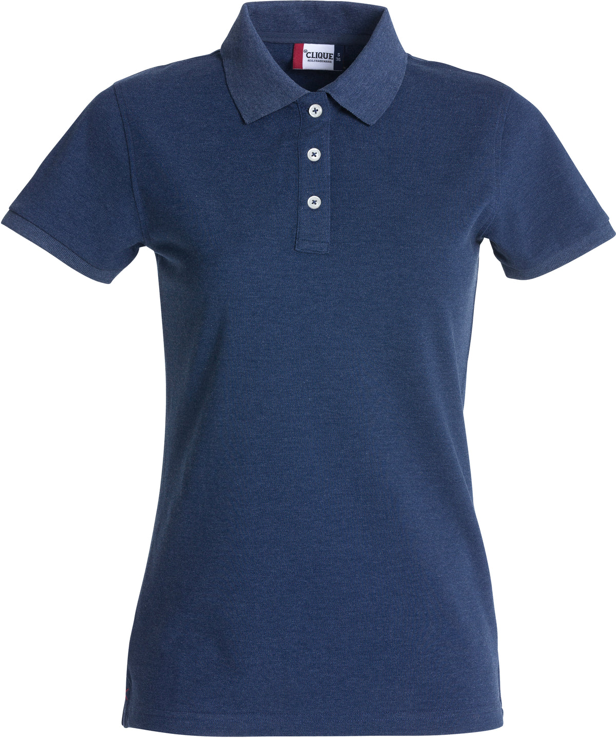 Clique Stretch Premium Polo – dame – Blåmelert – forside