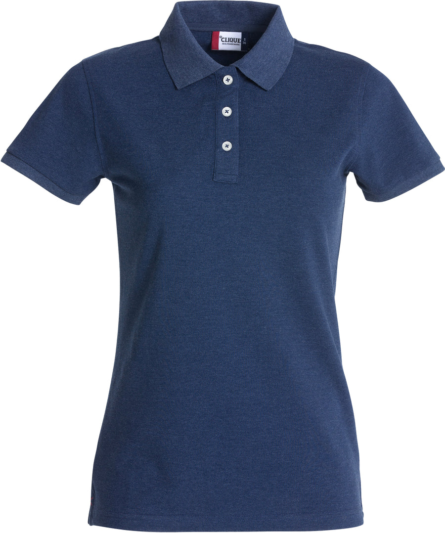 Clique Stretch Premium Polo – dame – Blåmelert – forside