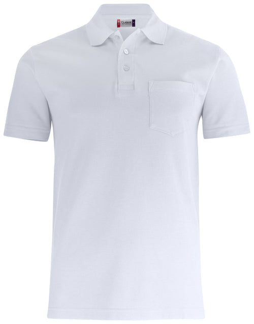 Clique Basic Polo Pocket – Hvit – forside