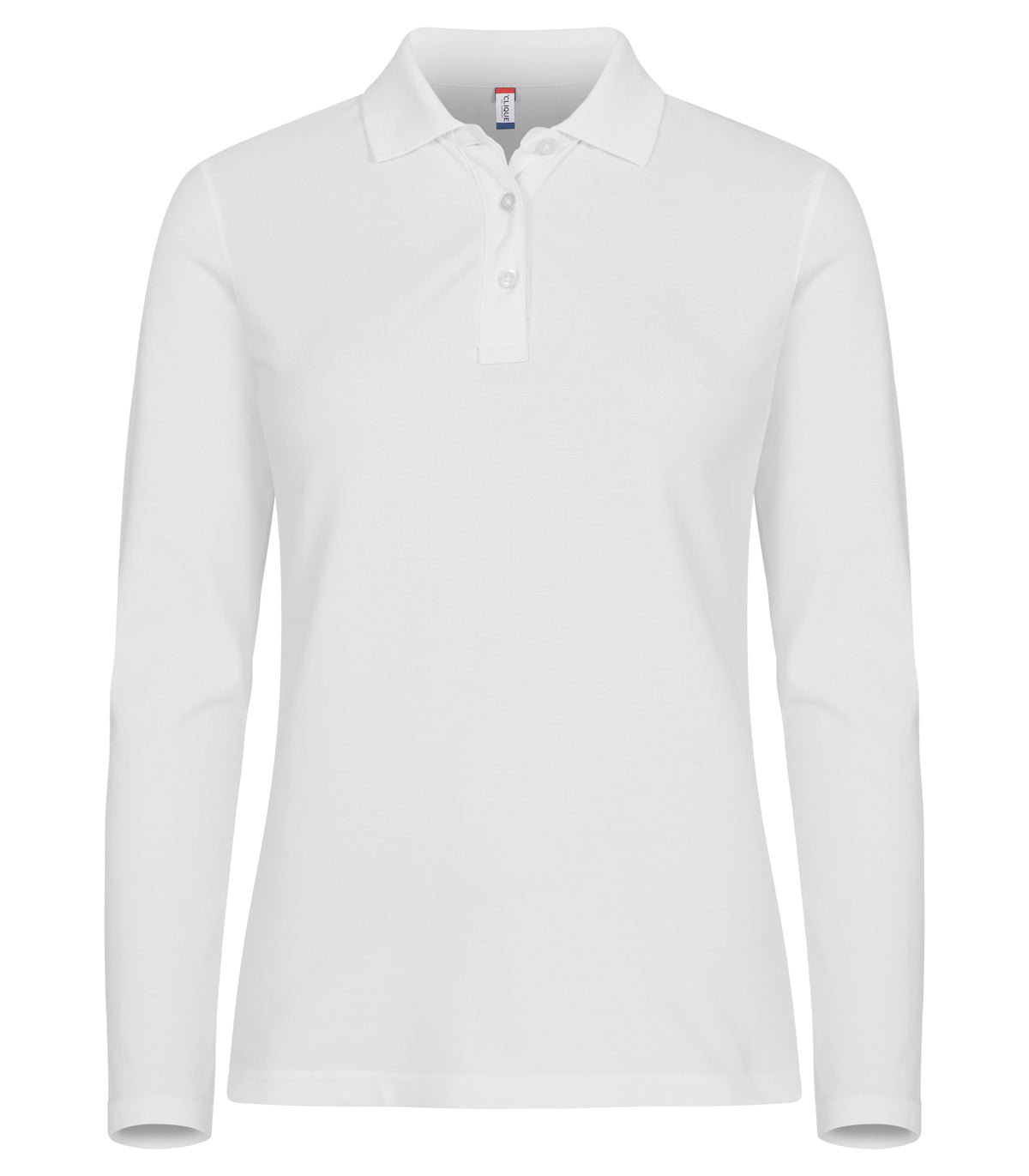 Clique Stretch Premium Polo L/S – dame – Hvit – forside