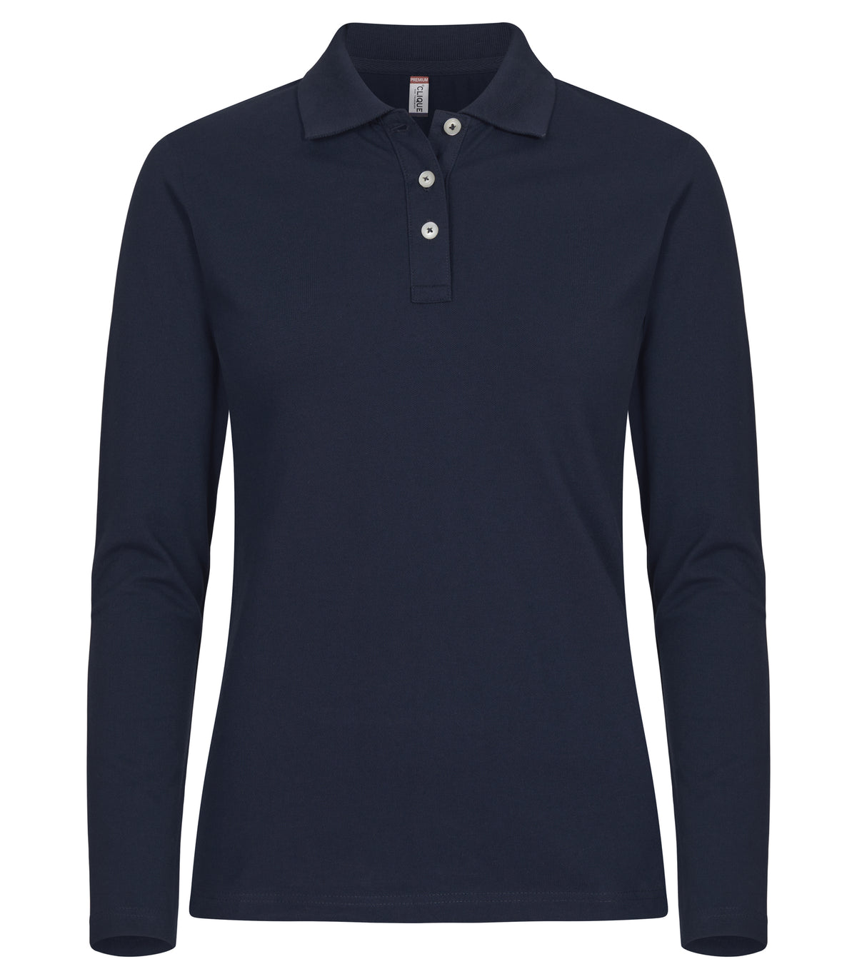 Clique Stretch Premium Polo L/S – dame – Mørk marineblå – forside