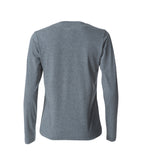 Clique Basic-T L/S – dame – Gråmelert – bakside