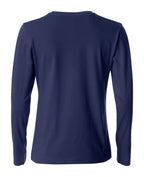 Clique Basic-T L/S – dame – Mørk marineblå – bakside
