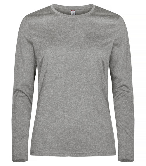 Clique Basic Active-T L/S – dame – Gråmelert – forside