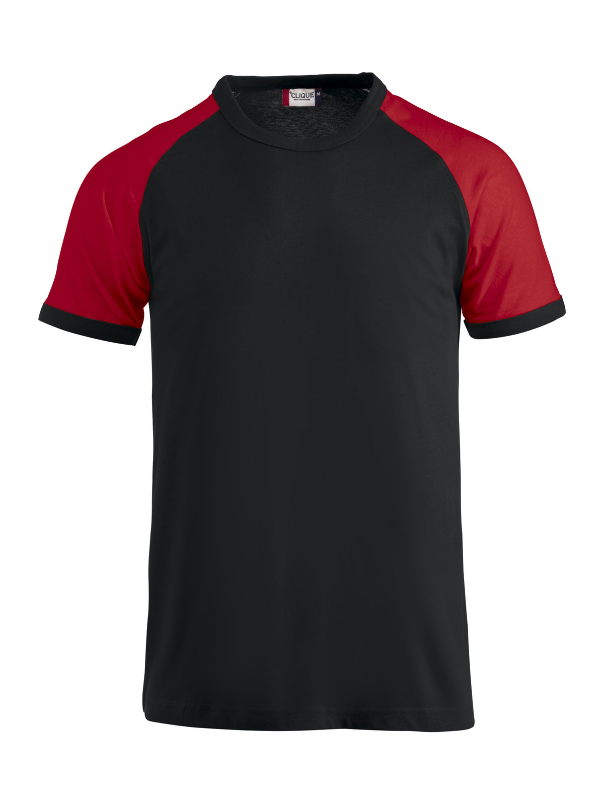 Clique Raglan-T – Svart / Rød – forside