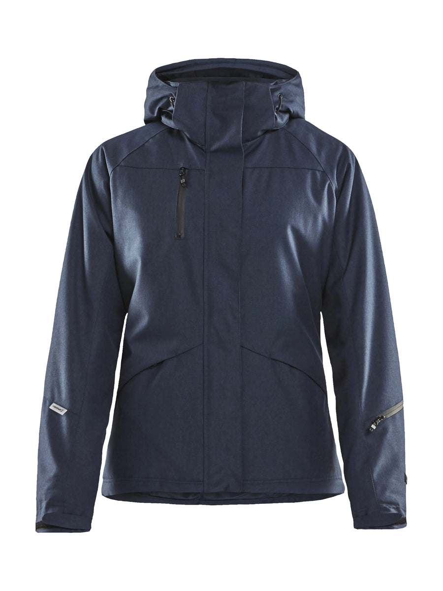 Craft Mountain Padded Jacket – dame – Mørk marineblå melert, forside