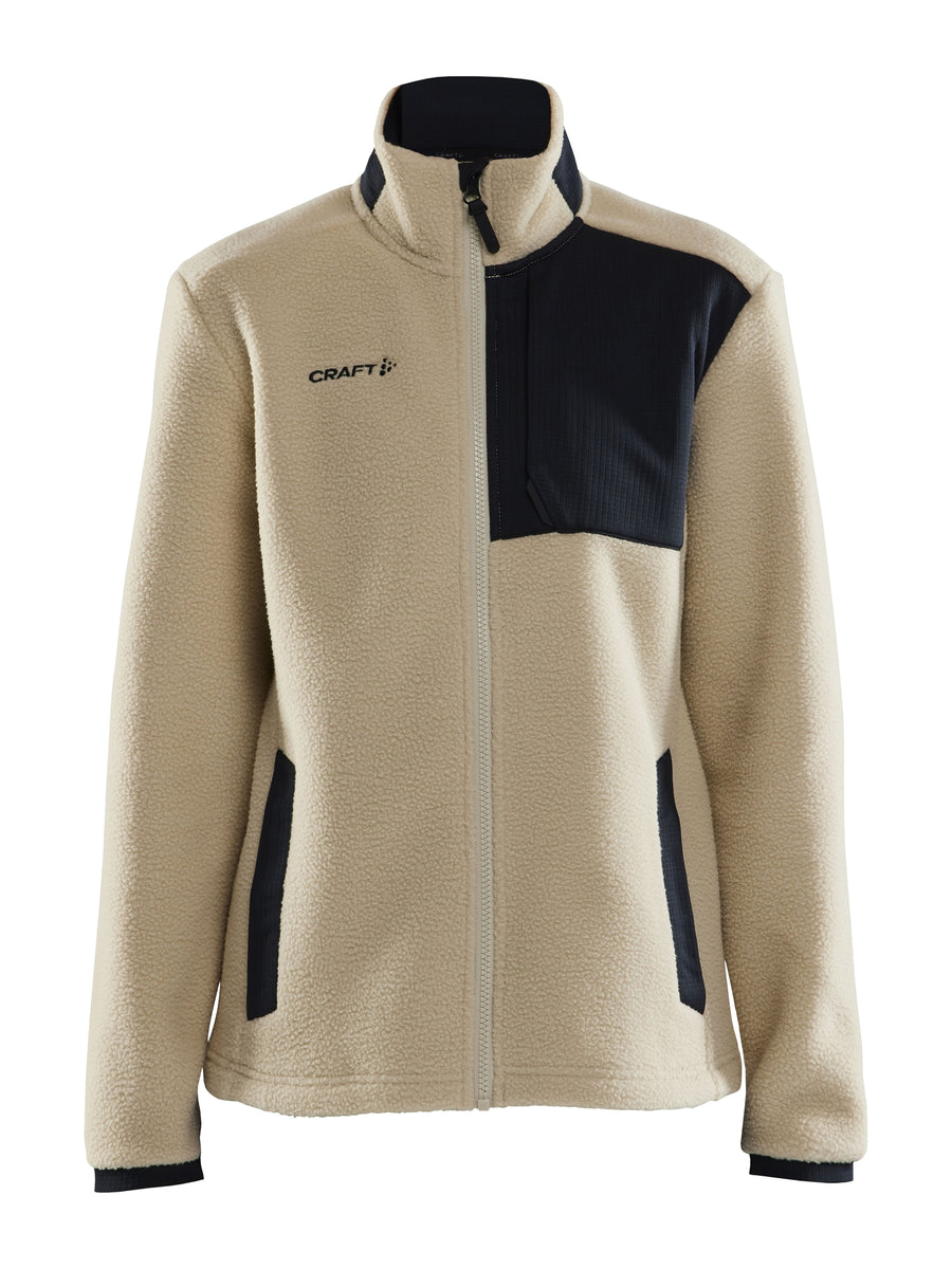 Craft ADV Explore Pile Fleece Jacket – dame – Ecru / Svart, forside