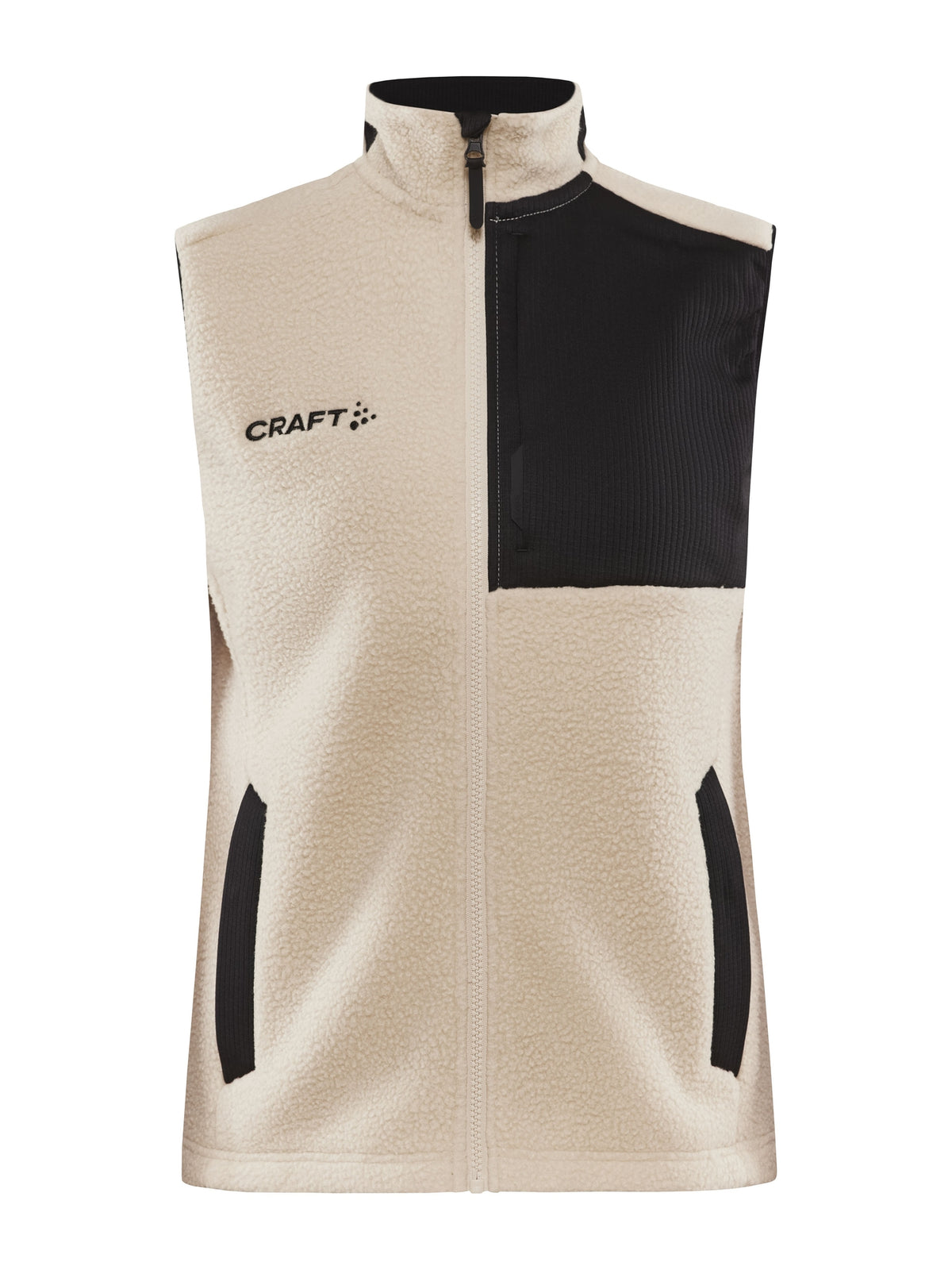 Craft ADV Explore Pile Fleece Vest – dame – Ecru / Svart, forside
