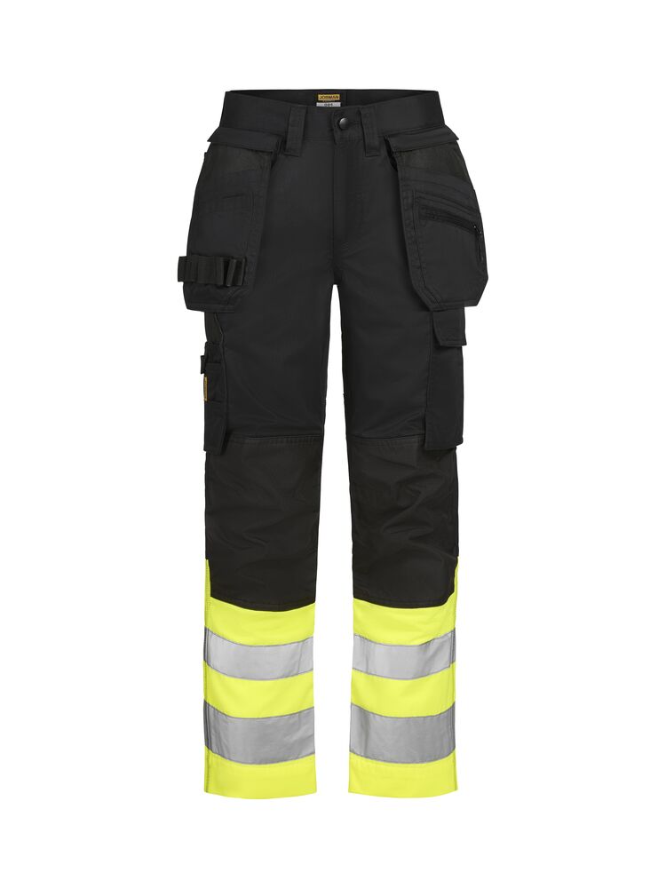 Jobman 2514 Håndtveksbukse stretch Varsel – Black/Yellow