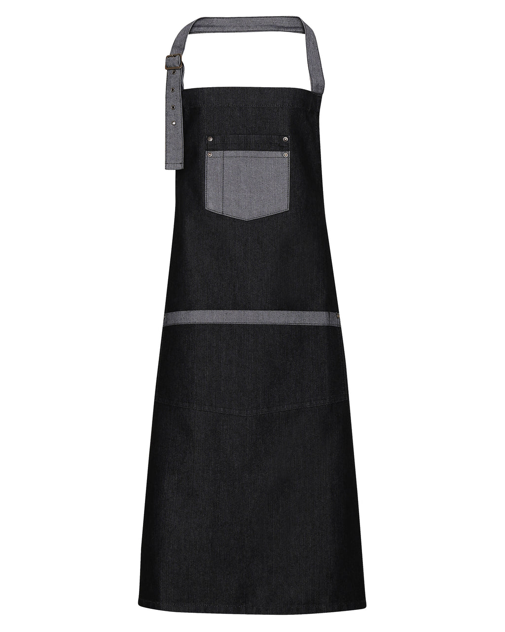Premier Domain Contrast Bib Apron – forkle – Black Denim