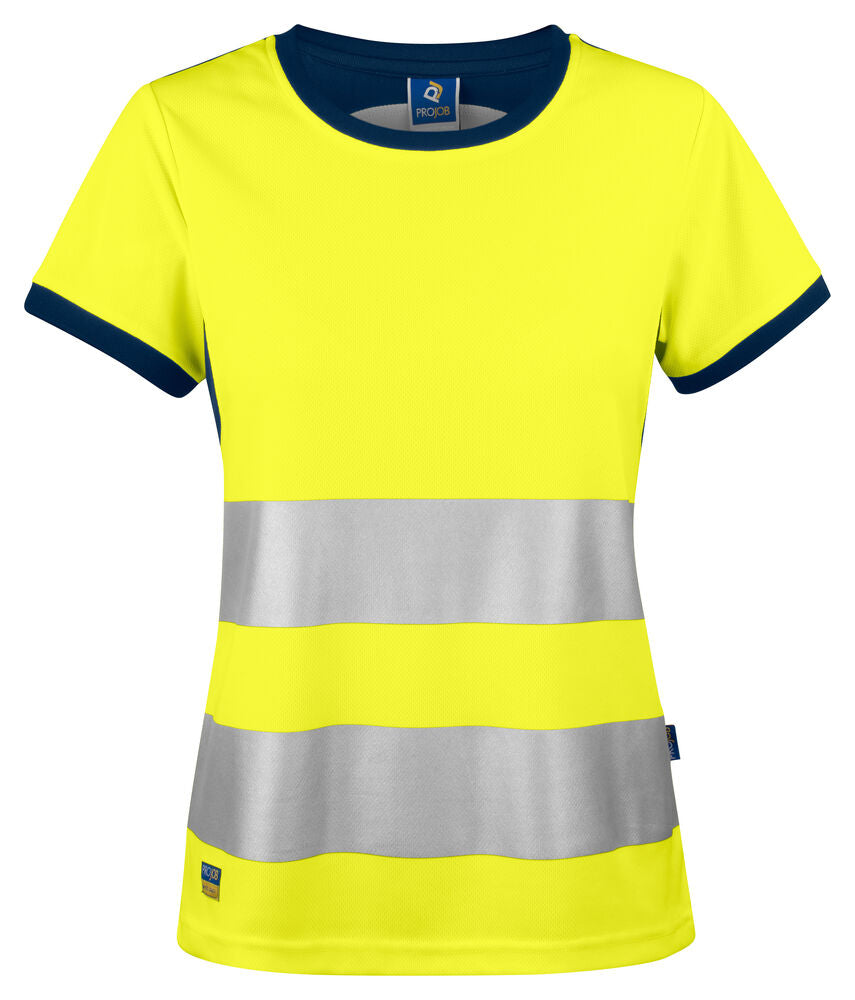 ProJob 6012 T-skjorte Dame EN ISO 20471 Kl 2/1 – Yellow/Navy