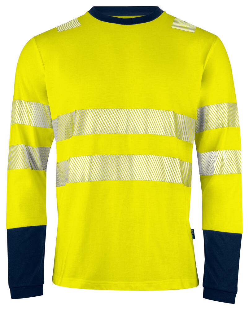 ProJob 6014 T-shirt Langermet EN ISO 20471 Kl 3/2 – Yellow/Navy