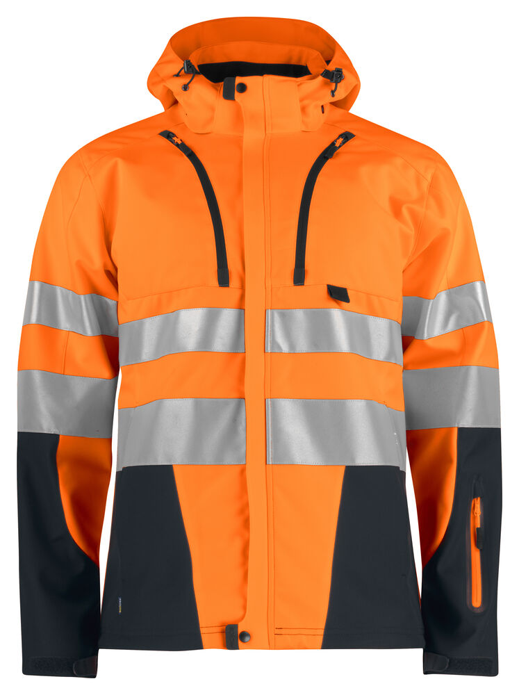 ProJob 6419 Softshelljakke EN ISO 20471 Kl 3/2 – Orange/Black