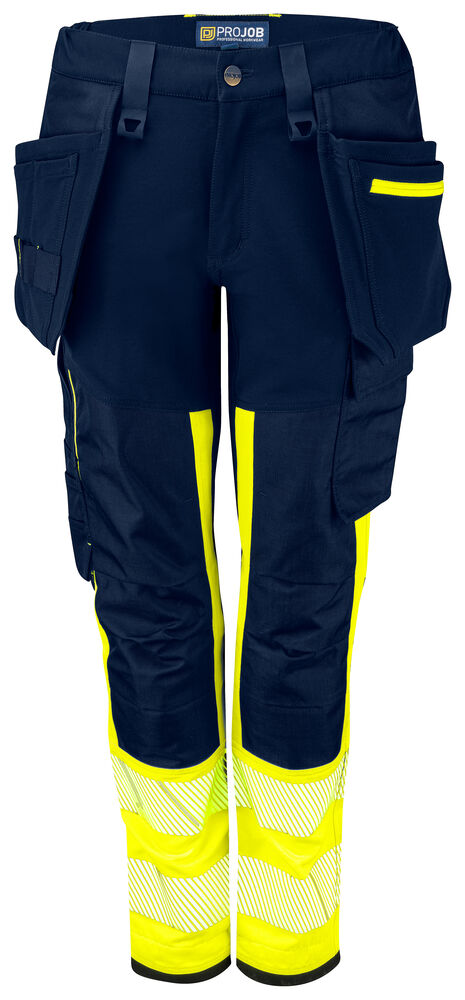 ProJob 6543 Håndverksbukse Stretch Dame EN ISO 20471 Klasse 1 – Yellow/Navy