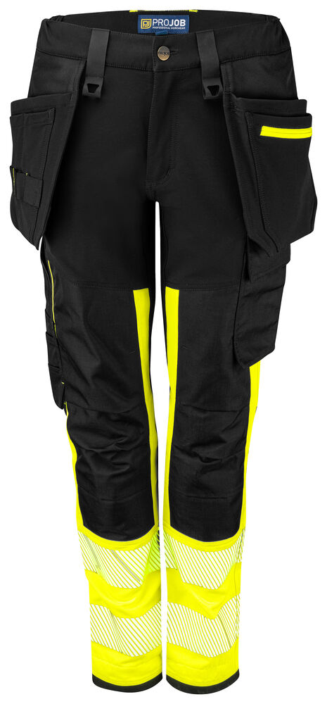 ProJob 6543 Håndverksbukse Stretch Dame EN ISO 20471 Klasse 1 – Yellow/Black