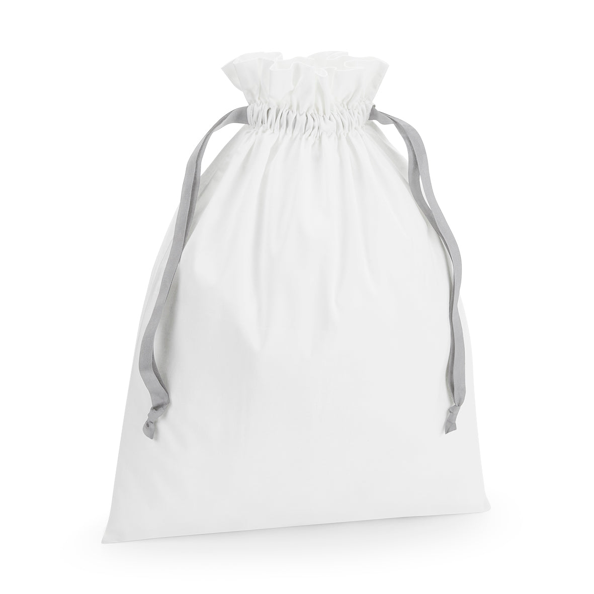 Westford Mill Cotton Gift Bag with Ribbon – Soft White/Light Grey