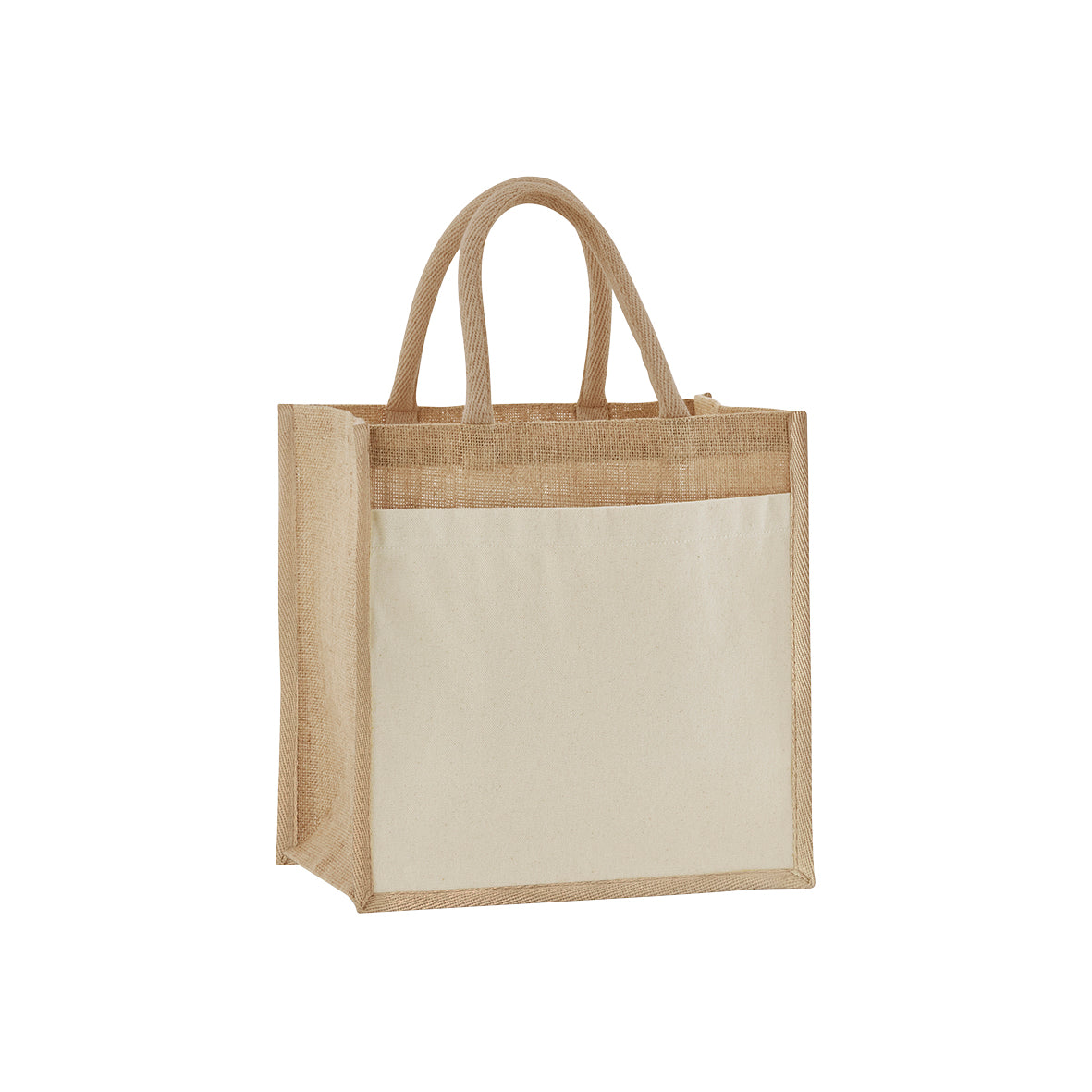 Westford Mill Cotton pocket natural starched jute midi tote – Natural
