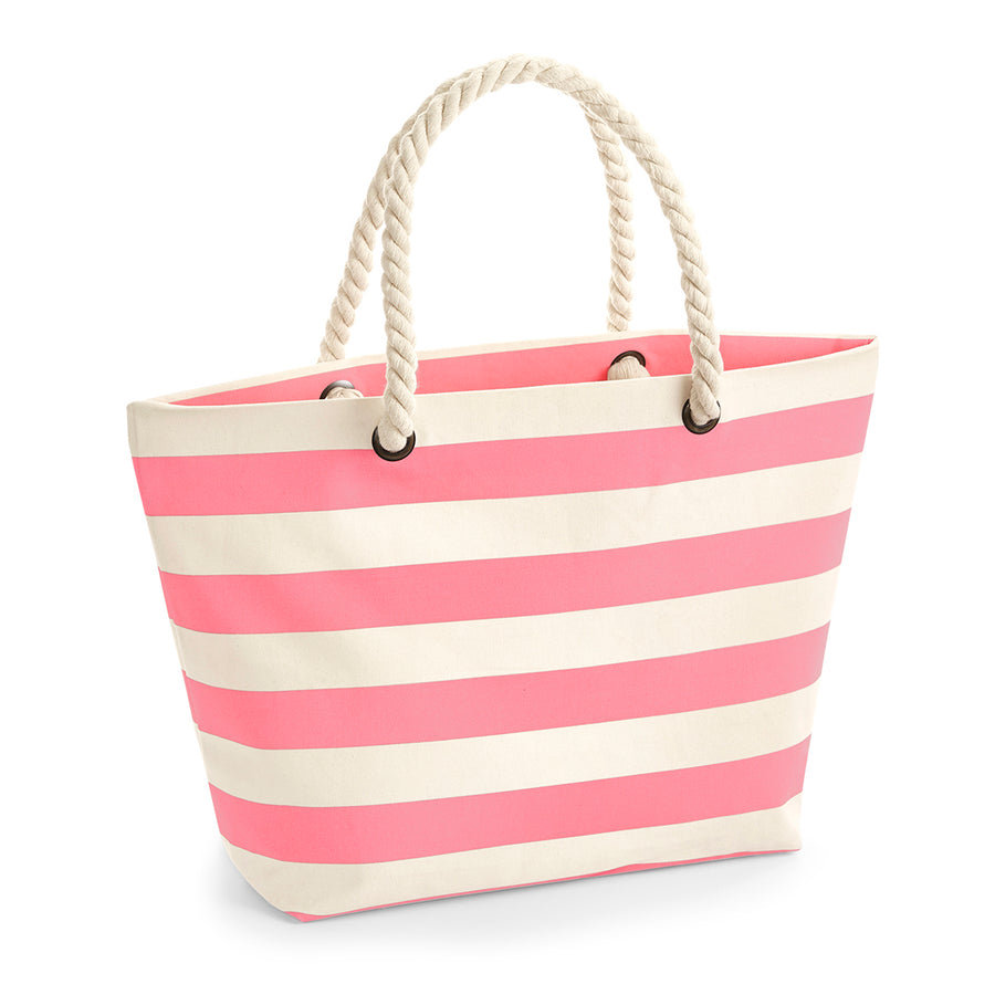 Westford Mill Nautical Beach Bag – Natural/Pink