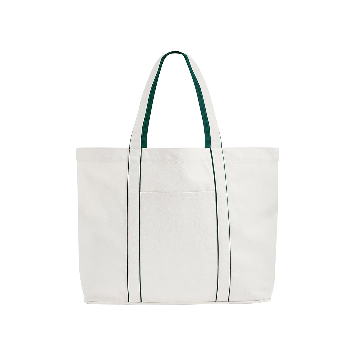 Westford Mill Courtside Large Tote – Soft White/Bottle Green